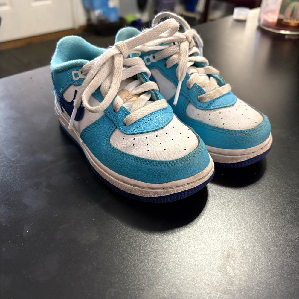 Kids Blue and White Air Force ones